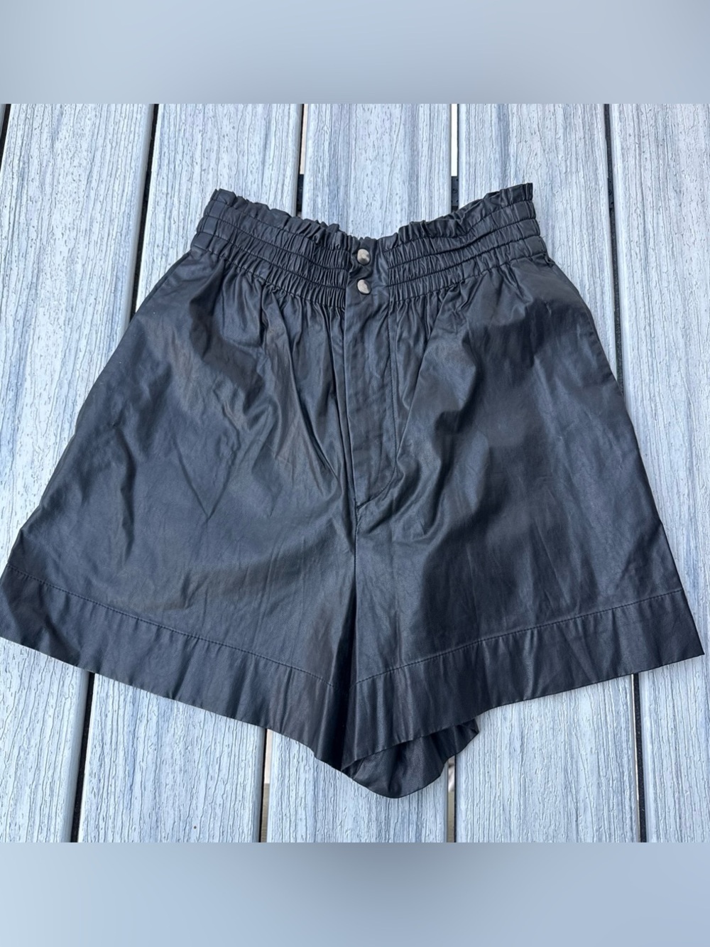 Isabel Marant Etoile Black High-Waist Paperbag Shorts 36